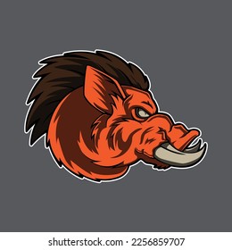 cartoon boar head mascot logo graphic illustration