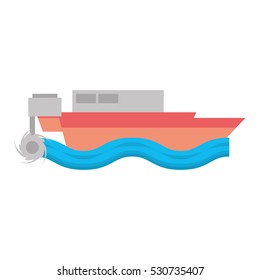 cartoon boat beach sea wave vector illustration eps 10