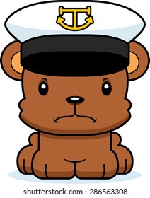 A cartoon boat captain bear looking angry.