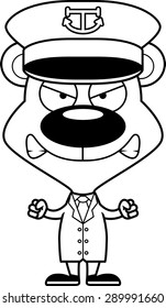 A cartoon boat captain bear looking angry.