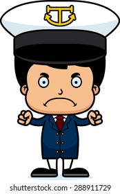 A cartoon boat captain boy looking angry.