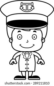 A cartoon boat captain boy smiling.