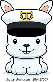 A cartoon boat captain bunny smiling.