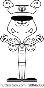 A cartoon boat captain butterfly looking angry.