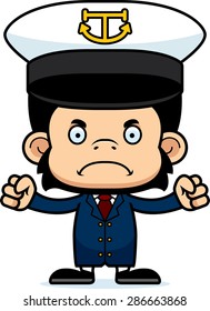 A cartoon boat captain chimpanzee looking angry.