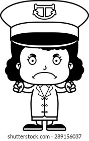 A cartoon boat captain girl looking angry.