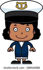 A cartoon boat captain girl smiling.