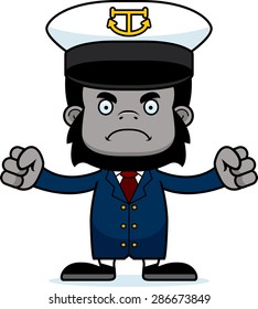 A cartoon boat captain gorilla looking angry.