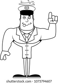 A cartoon boat captain looking drunk.