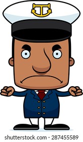 A cartoon boat captain man looking angry.