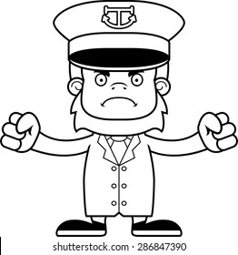 A cartoon boat captain sasquatch looking angry.