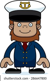 A cartoon boat captain sasquatch smiling.