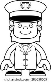 A cartoon boat captain sasquatch smiling.