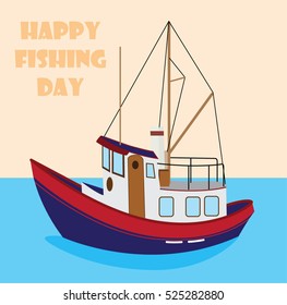 cartoon boat illustration for print