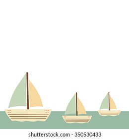 cartoon boat in the sea frame vector illustration  