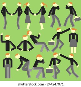 Cartoon bodily movement vector on a green background