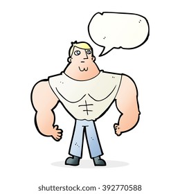 cartoon body builder with speech bubble