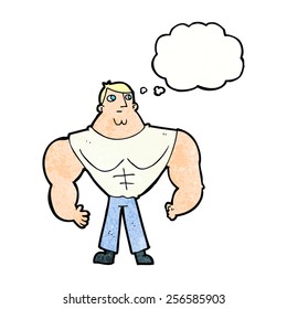 Cartoon Body Builder With Thought Bubble