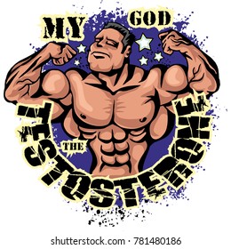 cartoon bodybuilder t-shirt design,