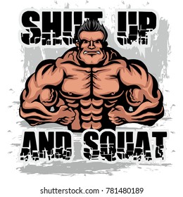 cartoon bodybuilder t-shirt design,