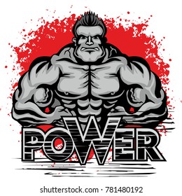 cartoon bodybuilder t-shirt design,