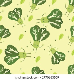 Cartoon Bok Choi Vegetable Pattern Background Design Graphic suitable for your design needs: logos, illustrations, animations, t-shirt designs, etc.