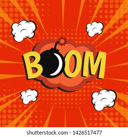 Cartoon bomb background and explosive light Vector - Illustration