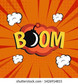 Cartoon bomb background and explosive light Vector - Illustration