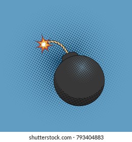 Cartoon bomb comic pop art style. Vector illustration.