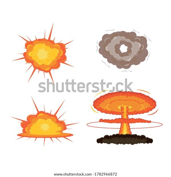 漫画爆弾の爆発 爆発のアニメーション効果 ダイナマイト爆発 危険爆弾爆発 原子爆弾雲漫画 のベクター画像素材 ロイヤリティフリー