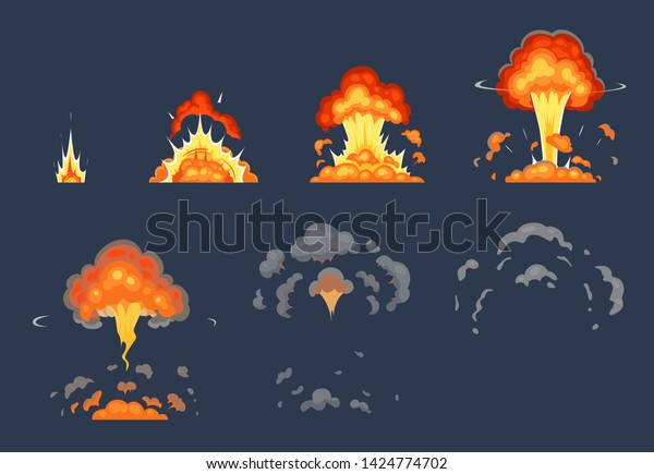 Cartoon Bomb Explosion Animation Exploding Animated Stock Vector