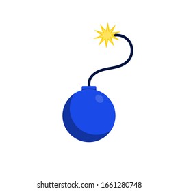 Cartoon bomb with fire vector illustration isolated on white background.
