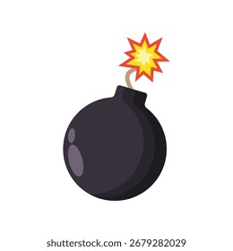 Cartoon bomb flat vector illustration on a white background
