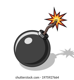 Cartoon Bomb Icon Burning Fuse Shadow Stock Vector (Royalty Free ...