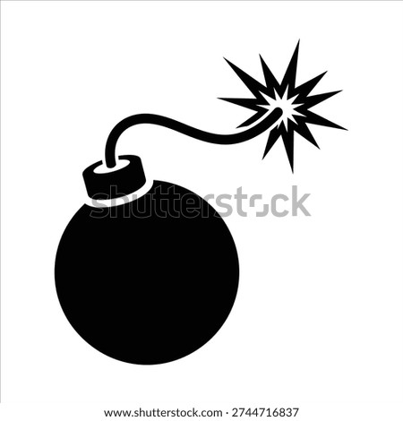 Cartoon Bomb with Lit Fuse Vector Explosion Danger Icon Isolated on White Background