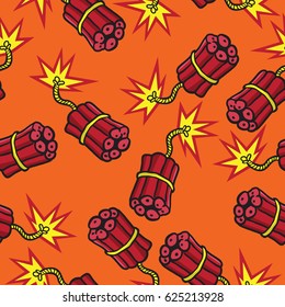 Cartoon-Bombe nahtloses Muster auf Orange