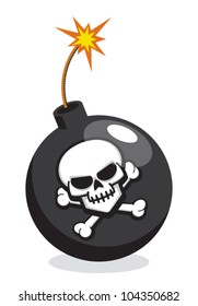 Cartoon Bomb with Skull and Crossbones