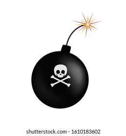Cartoon Bomb with Skull and Crossbones. Vector illustration