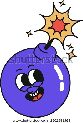 Cartoon Bomb Smiling Character Vector Illustration
