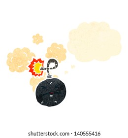 bomba de dibujos animados con burbuja de pensamiento