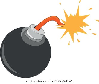 Vector de la bomba de dibujos animados. Vector de explosión de bomba de dibujos animados.