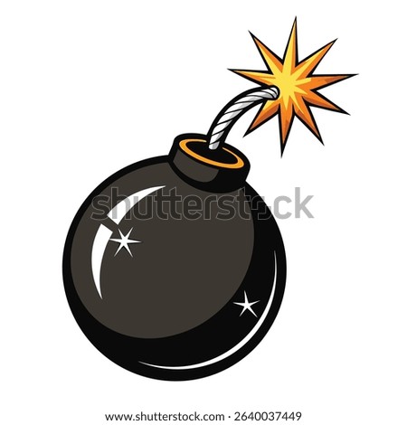 Cartoon Bomb Vector Icon with Spark and Fuse