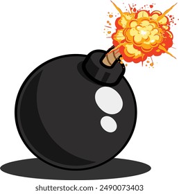 Cartoon-Bomben-Vektorgrafik. Einzelne Bombenexplosions-Vektorgrafik.