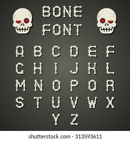 Cartoon Bone Alphabet A to Z Flat Design Font Symbol Icon Vector Illustration