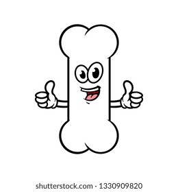 Cartoon Bone Character Giving Thumbs Up