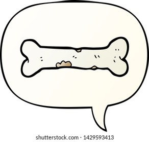 cartoon bone with speech bubble in smooth gradient style