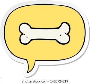 cartoon bone with speech bubble sticker