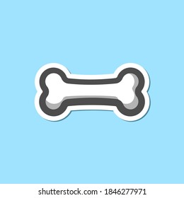 Cartoon bone sticker patch design isolated on blue background. Simple flat vector illustration.