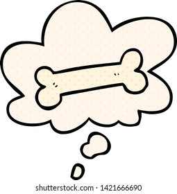 Cartoon-Knochen mit Gedankenblase im Comicstil