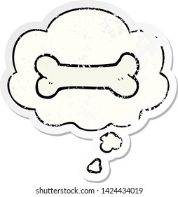 cartoon bone with thought bubble as a distressed worn sticker